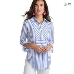 Vineyard Vines Blue and White Striped Button Down Shirt